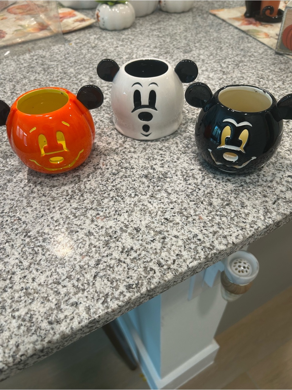 Ceramic Character-Style Candle Holder - Orange, White, Black Mickey Mouse